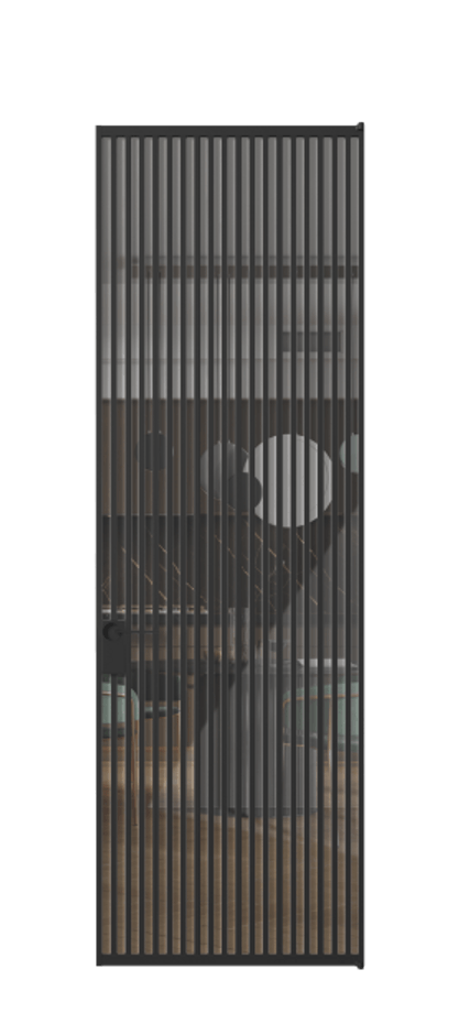 Алюминиевая дверь АЛПЛ040.06 Алюминий Черный Рефлективное прозрачное стекло "Stopsol", калёное Цена 229770  | Volhovec