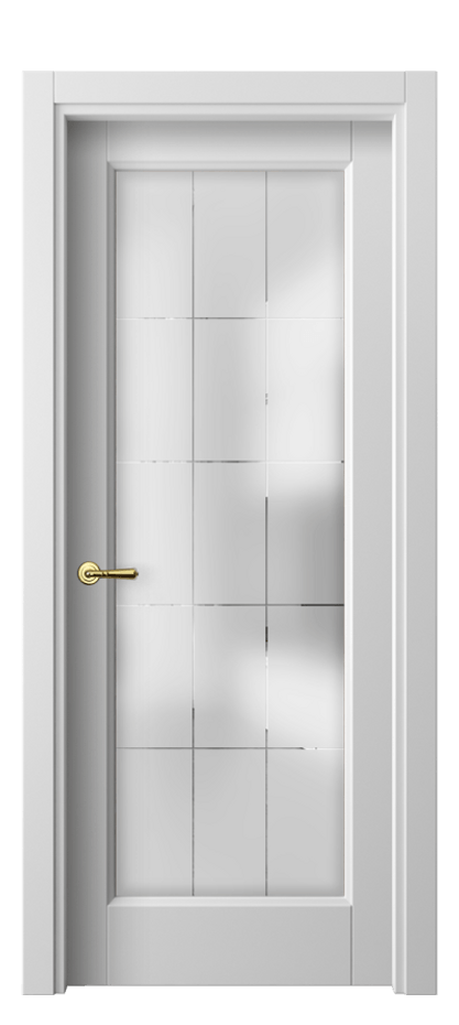 Межкомнатная дверь Galant 1402 Матовый белоснежный Сатинированное стекло с гравировкой "Лофт" Цена 53399 ₽ | Volhovec