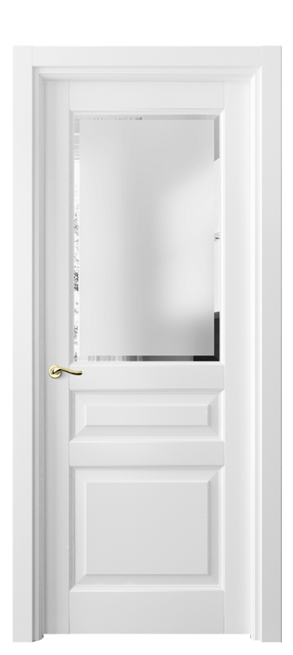 Межкомнатная дверь Lignum 0710 Бук белоснежный Сатинированное стекло с фацетом Цена 103399 ₽ | Volhovec