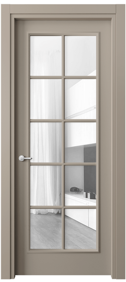 Межкомнатная дверь Париж 8102 Матовый бисквитный Прозрачное стекло Цена 61724 ₽| Volhovec