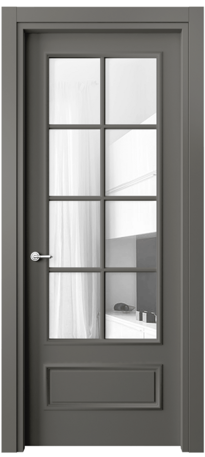 Межкомнатная дверь Париж 8112 Матовый классический серый Прозрачное стекло Цена 61724 ₽| Volhovec