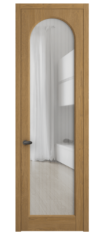 Межкомнатная дверь Palazzo 6804 Дуб солнечный матовый Рифлёное стекло "Moru", триплекс Цена 1053610 AMD | Volhovec