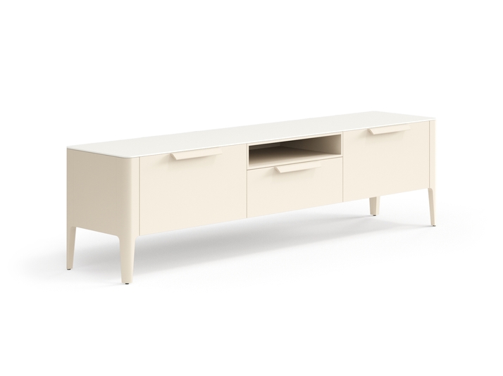 Мебель ТВ тумба Пьега. Цвет Матовый светло-бежевый. Материал Гладкая эмаль. Коллекция ТВ тумба Пьега. Картинка.