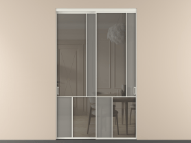 Алюминевая перегородка vnt2_1 БЕЛ. Цвет Алюминий Белый. Материал Алюминий. Коллекция Перегородка Мозаик внутри проёма 2 створки. Картинка.