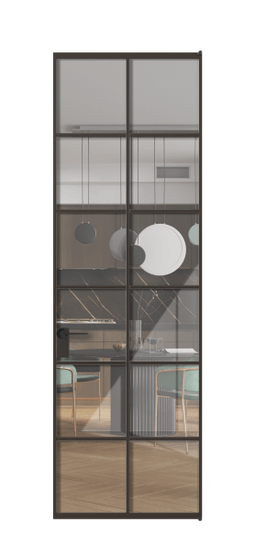 Дверь межкомнатная АЛПЛ040.05 ААН Алюминий антрацит Stopsol Clear прозрачное. Цвет Алюминий антрацит. Материал Алюминий в эмали. Коллекция Formato. Картинка.