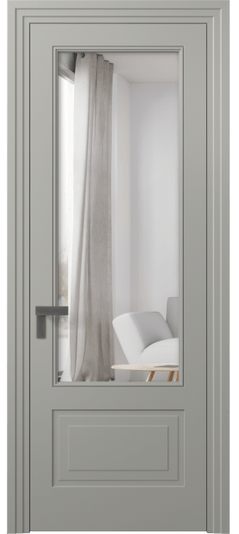 Дверь межкомнатная 8342 МНСР Двустороннее зеркало. Цвет Матовый нейтральный серый. Материал Гладкая эмаль. Коллекция Рокка. Картинка.