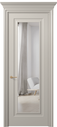 Дверь межкомнатная 8403 МСБЖ Зеркало с одной стороны. Цвет Матовый светло-бежевый. Материал Гладкая эмаль. Коллекция Маскот. Картинка.